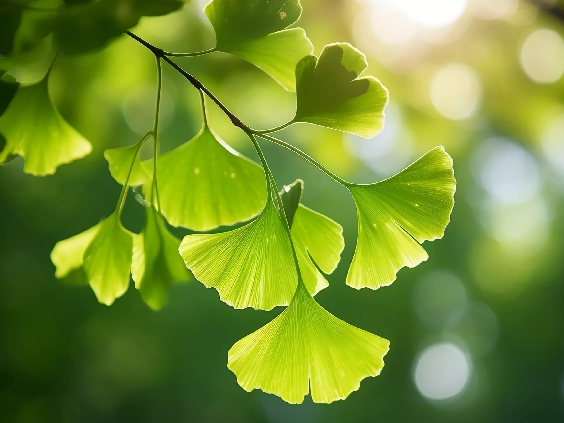 Ginkgo-Blätter am Baum