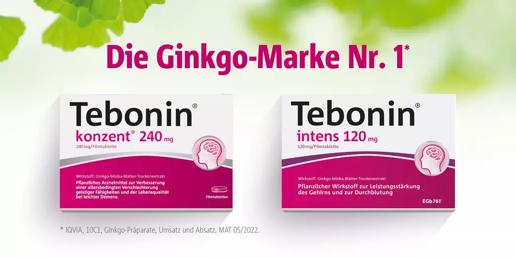Tebonin konzent und Tebonin intens, die Ginkgo-Marke